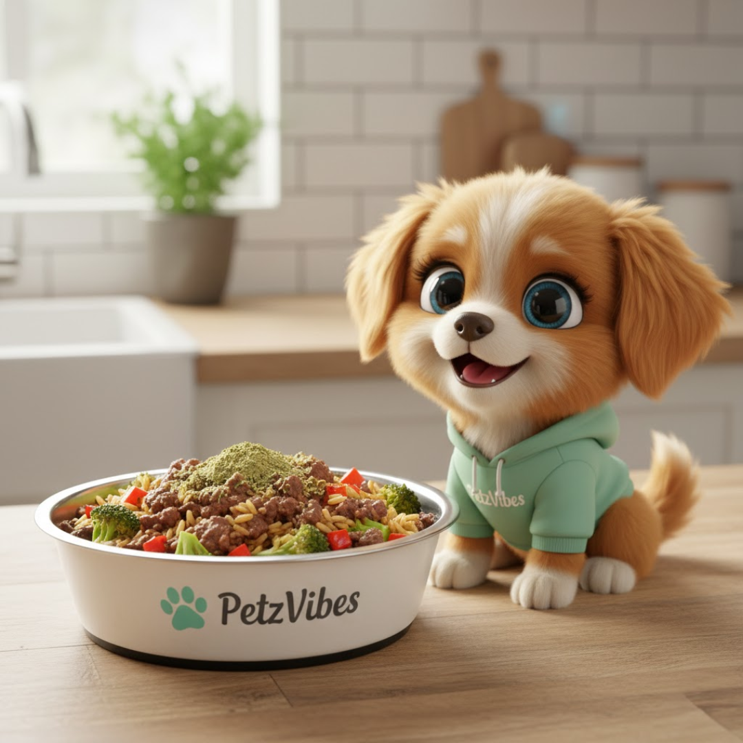Healthy dog dish: Beef and Vegetable Power Bowl