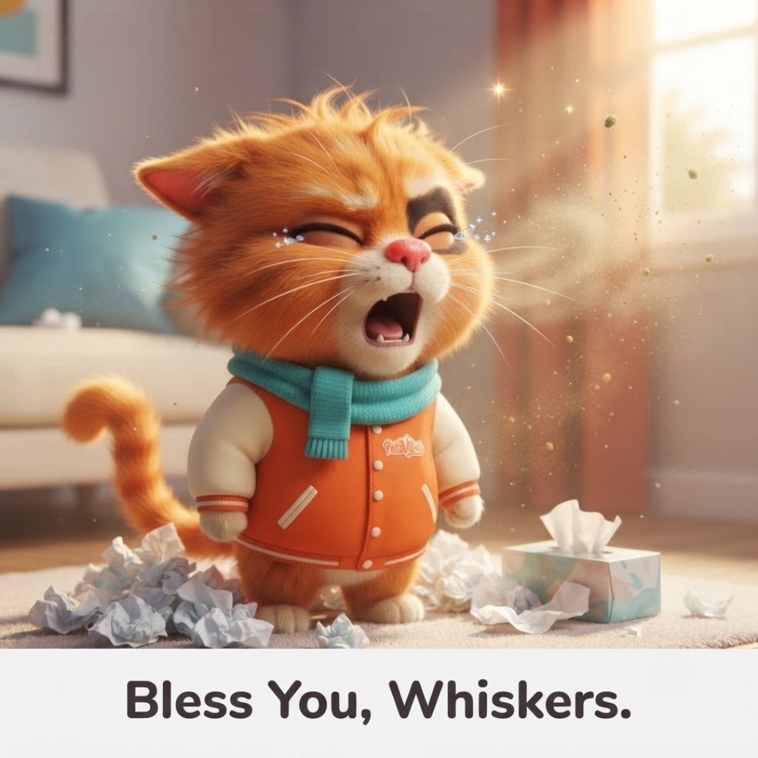 Managing Cat Allergies What Owners Should Know featuring Whiskers the cat character from PetzVibes.com