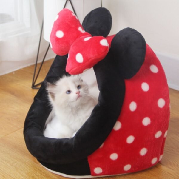 Soft Warm Cat Bed in cute minnie shape and colors petzvibes shop