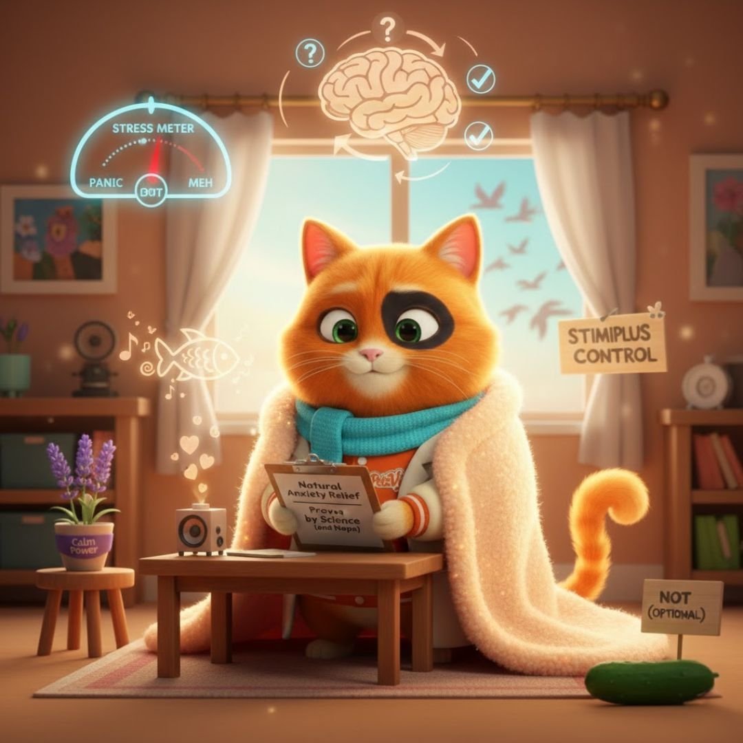 funny cartoon how to calm an anxious cat