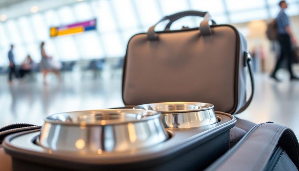 portable pet feeding gear for air travel
