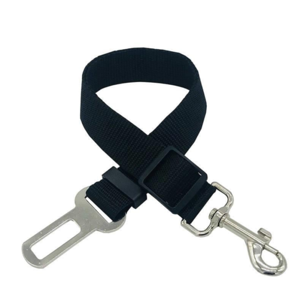 Black adjustable cloth dog seat belt for car buckle with swivel snap hook – PetzVibes