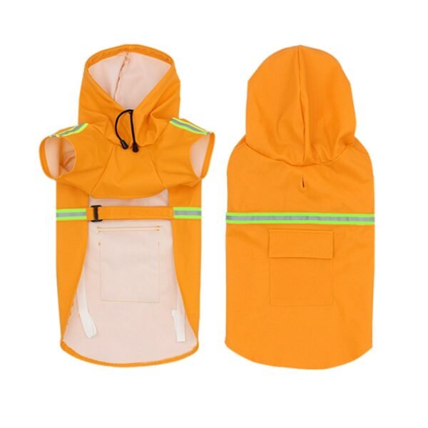 orange dog raincoat with hood back and front design