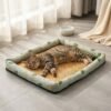 petzvibes-natural-rattan-cooling-pet-bed-mat-size-m-cat-avocado-print-lifestyle.jpg Adult tabby cat stretched out lazily on the PetzVibes Size M Natural Rattan Cooling Pet Bed Mat in Avocado Print on ceramic tile floor in a modern apartment