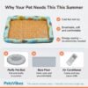 Why your pet needs the PetzVibes Breathable Rattan Pet Cooling Mat in Tropical Fish Print — summer benefit comparison graphic showing natural breathable cooling advantages over fluffy pet beds, bare floors, and air conditioning