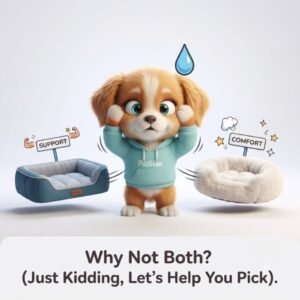 Orthopedic vs. Plush bed with Vibo character from Petzvibes.com