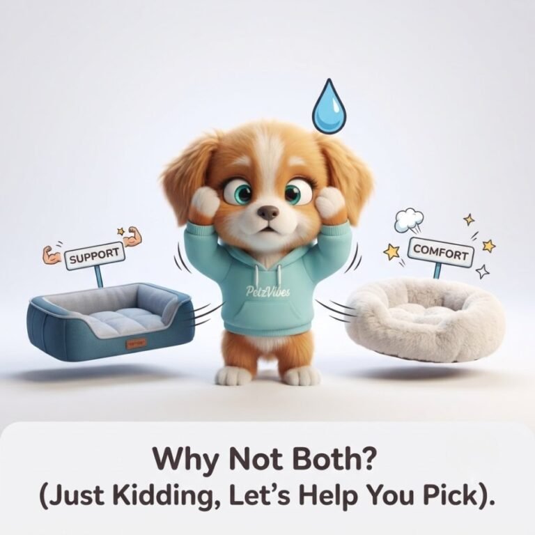 Orthopedic vs. Plush bed with Vibo character from Petzvibes.com