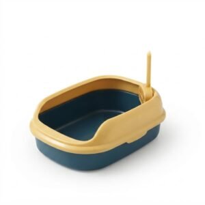 Semi-Enclosed Cat Litter Box with Scoop blue color PetzVibes.com Semi-Enclosed Cat Litter Box with Scoop blue color PetzVibes.com