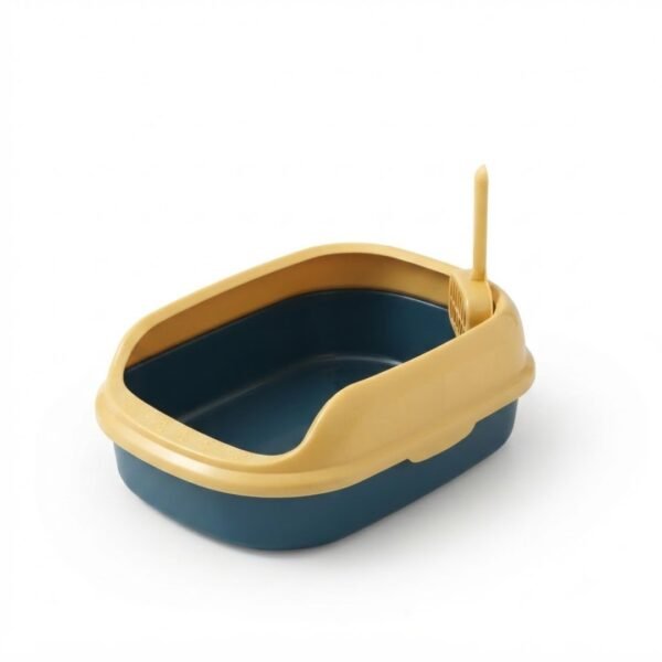 Semi-Enclosed Cat Litter Box with Scoop blue color PetzVibes.com Semi-Enclosed Cat Litter Box with Scoop blue color PetzVibes.com