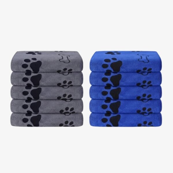 Super-Absorbent-Microfiber-Pet-Bath-Towel studio image grey & blue Super Absorbent Microfiber Pet Bath Towel