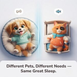 The Ultimate Guide to Choosing the Right Pet Bed for Your Dog or Cat with Vibo and Whiskers characters from PetzVibes.com