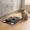 Absorbent Pet Feeding Mat Lifestyle Cat petzvibes.com