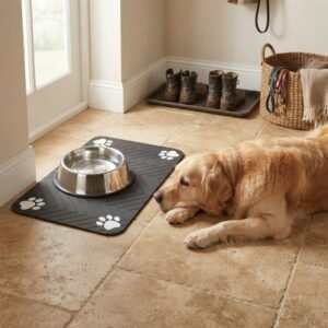 Absorbent Pet Feeding Mat Lifestyle Labrador PetzVibes.com