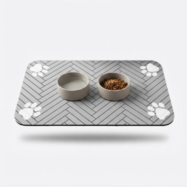 Absorbent Pet Feeding Mat Mat with Bowls