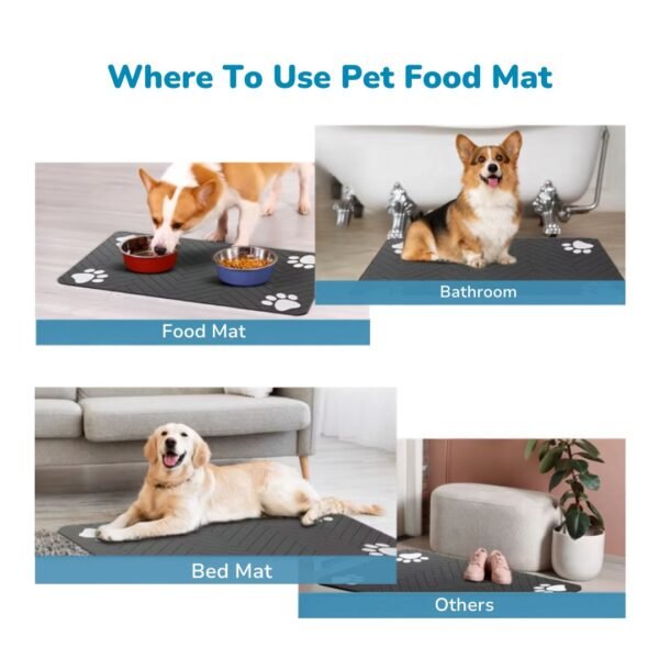 Absorbent Pet Feeding Mat where to use it Petzvibes.com