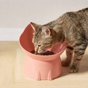 Anti-Tip Elevated Cat Bowl lifestyle petzvibes.com Anti-Tip Elevated Cat Bowl lifestyle pink bowl petzvibes.com