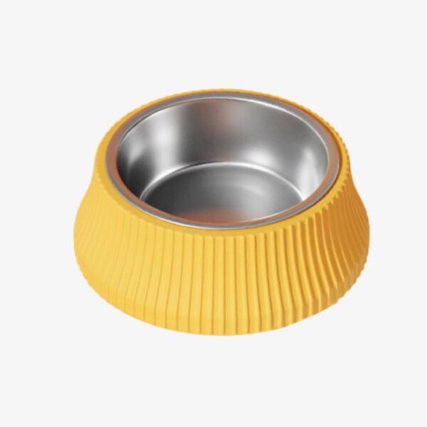 Anti-Tip Stainless Steel Dog Bowl Product Yellow Round petzvibes.com