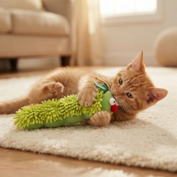 Catnip Caterpillar Cat Toy Tabby kitten plays with the caterpillar toy petzvibes.com Catnip Caterpillar Cat Toy Tabby kitten plays with the caterpillar toy petzvibes.com