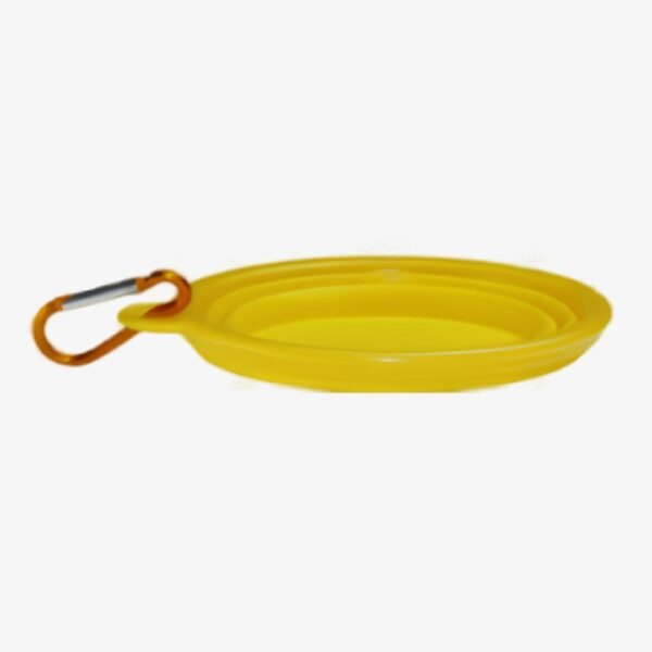 Collapsible Silicone Pet Bowl Product Yellow Folded