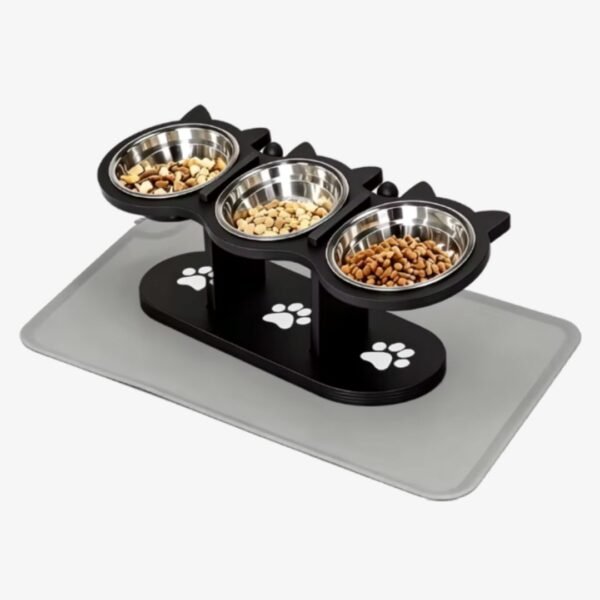 Elevated Cat Feeding Station with Mat - Bowl Station + Mat petzvibes.com Elevated Cat Feeding Station with Mat - Bowl Station + Mat petzvibes.com