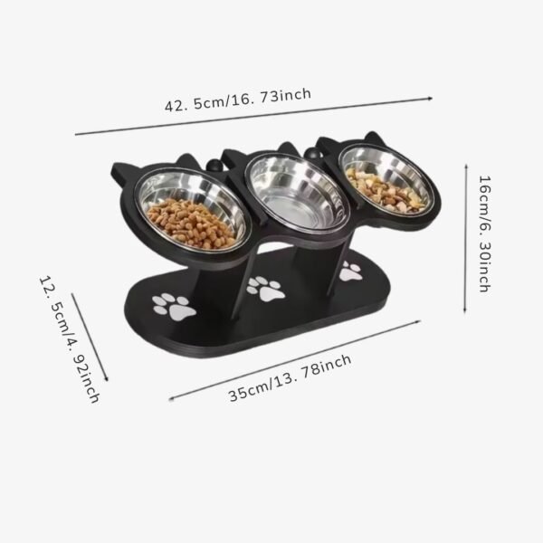 Elevated Cat Feeding Station with Mat - Bowl Station w size petzvibes.com Elevated Cat Feeding Station with Mat - Bowl Station w size petzvibes.com