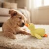 Plush Sleeping Duck Dog Toy 3 ducks with puppy petzvibes.com Plush Sleeping Duck Dog Toy 3 ducks with puppy petzvibes.com