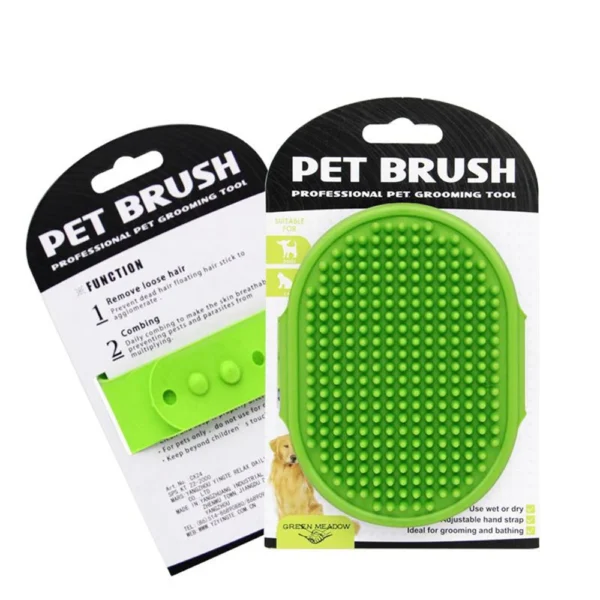 Silicone Pet Bath Brush green packing petzvibes