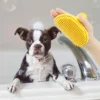 Silicone Pet Bath Brush Lifestyle medium size dog bathing petzvibes