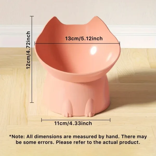 S68b98d5163a24d739cc064019d7d8018v.webp Anti-Tip Elevated Cat Bowl — Tilted Raised Pet Feeding Dish with Neck Protection, Cat-Ear Design, 5 Colors