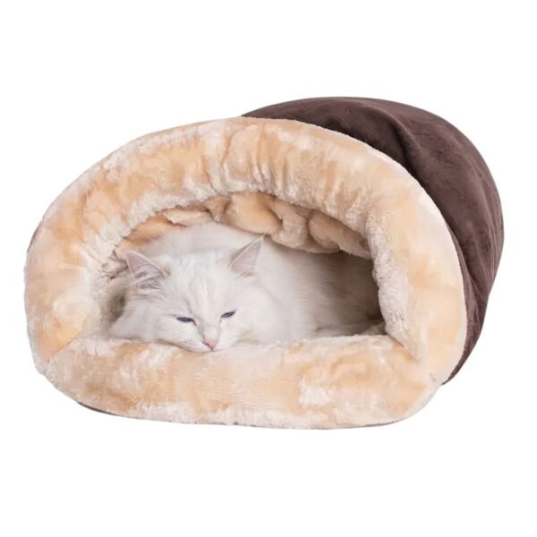 Semi-enclosed Cat Sleeping Bed Product brown petzvibes.com Semi-enclosed Cat Sleeping Bed Product brown petzvibes.com