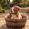 Silicone Pet Bath Brush Lifestyle small dog bathing petzvibes