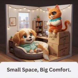 Small-Space-Big-Comfort-Best-Pet-Beds-for-Apartments vibo and whiskers petzvibes characters
