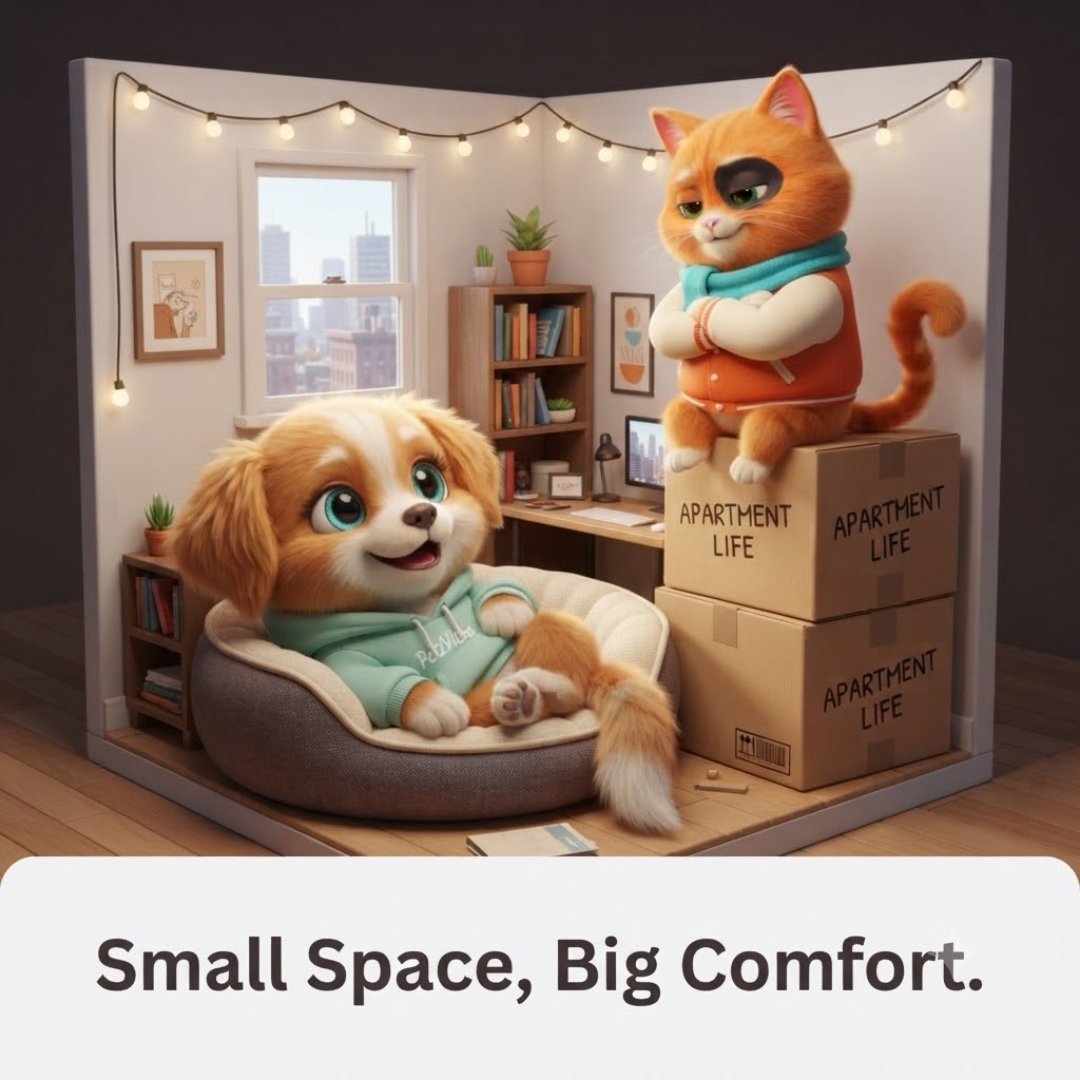 Small-Space-Big-Comfort-Best-Pet-Beds-for-Apartments vibo and whiskers petzvibes characters