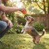 Dog Treat Dispensing Tooth Cleaning Ball dog with owner petzvibes.com Dog Treat Dispensing Tooth Cleaning Ball dog with owner petzvibes.com