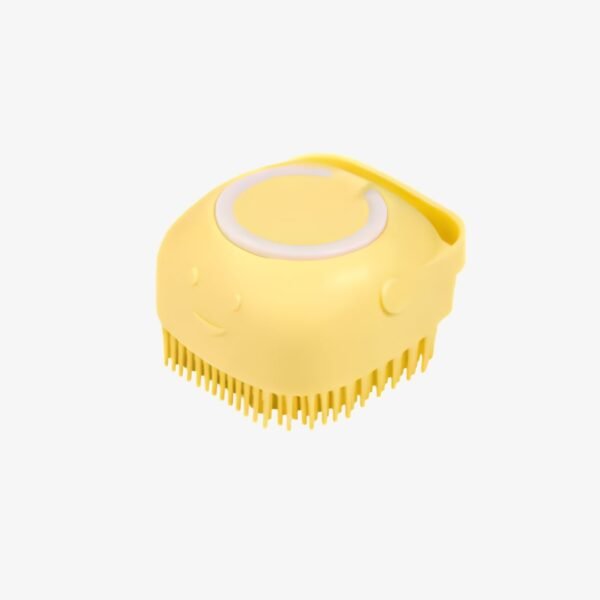 Pet Bath Brush with Shampoo Dispenser Product Yellow Pet Bath Brush with Shampoo Dispenser Product Yellow