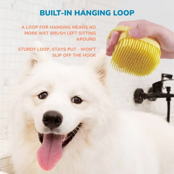 Pet Bath Brush with Shampoo Dispenser features 3 Pet Bath Brush with Shampoo Dispenser features 3