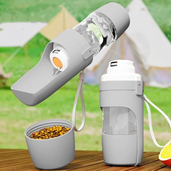 Portable Dog Cat Water Bottle with Food Storage features Portable Dog Cat Water Bottle with Food Storage features